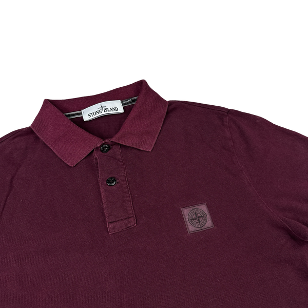 Stone Island Burgundy Cotton Polo Shirt - Large