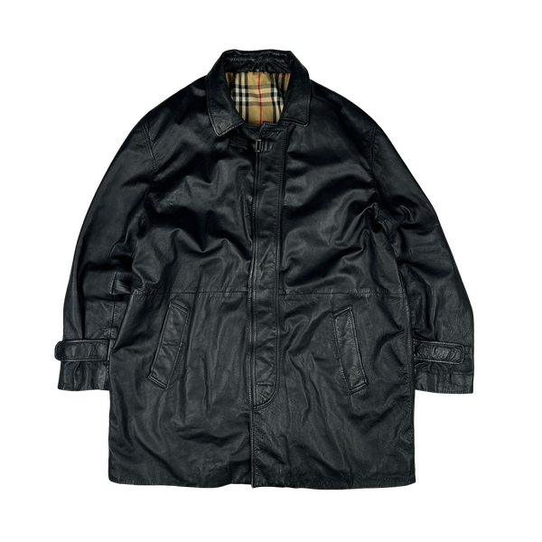 Burberry Leather Nova Check Lined Heavyweight Jacket - 3XL