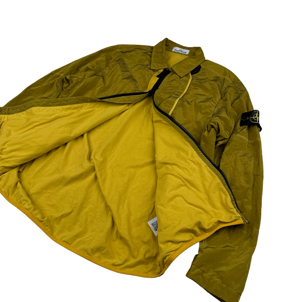 Stone Island 2018 Yellow Shimmer Nylon Metal Overshirt - Large