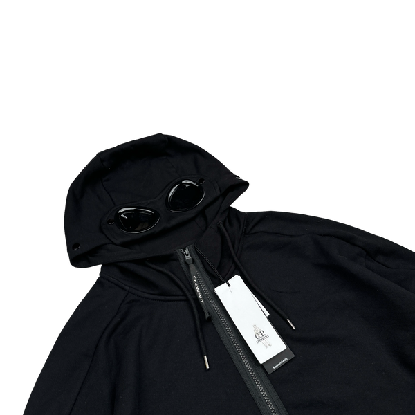 CP Company Black Cotton Goggle Hoodie - Large