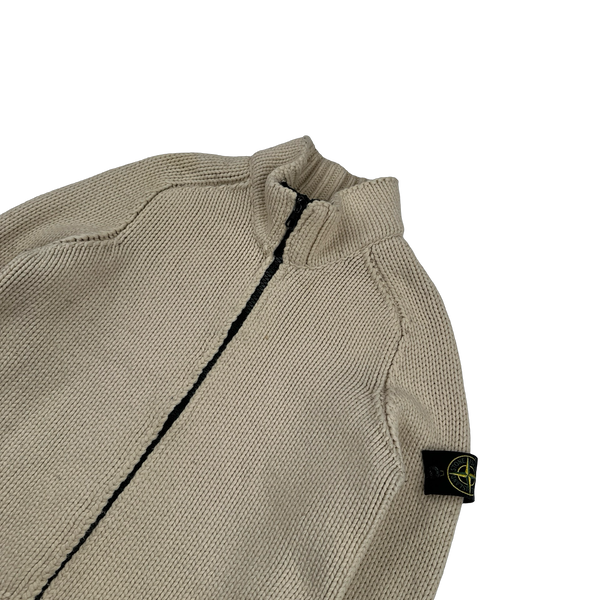 Stone Island 2004 Cream Cotton Heavyweight Knit Jumper - Small