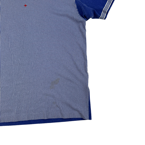Stone Island 2019 Blue Striped Marina Spellout T Shirt - Medium