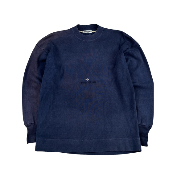 Stone Island 1987 Navy Cotton Spellout Vintage Pullover - XL