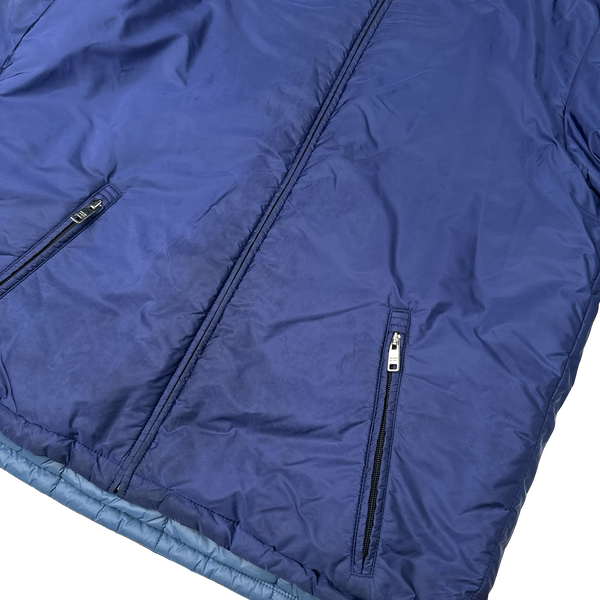 Prada Blue Reversible Triangle Tab Zipped Puffer Jacket - XL