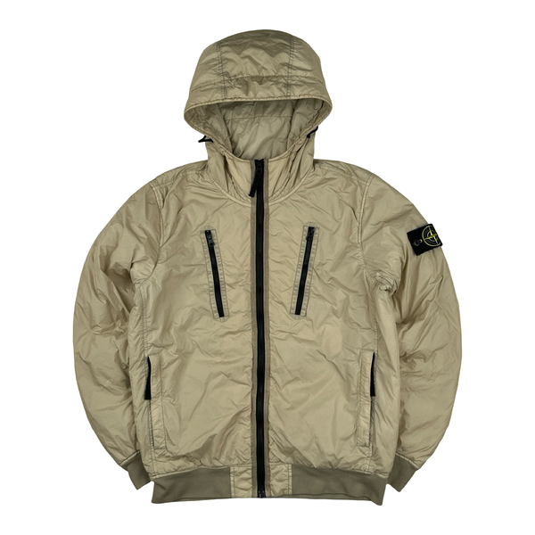 Stone Island 2022 Cream Crinkle R-NY Garment Dyed Jacket - Small