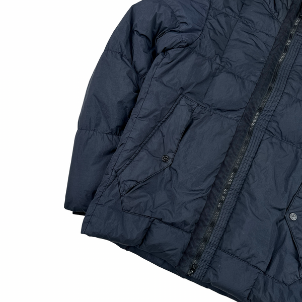 Stone Island 2018 Navy Down Filled Crinkle Puffer Jacket - Medium
