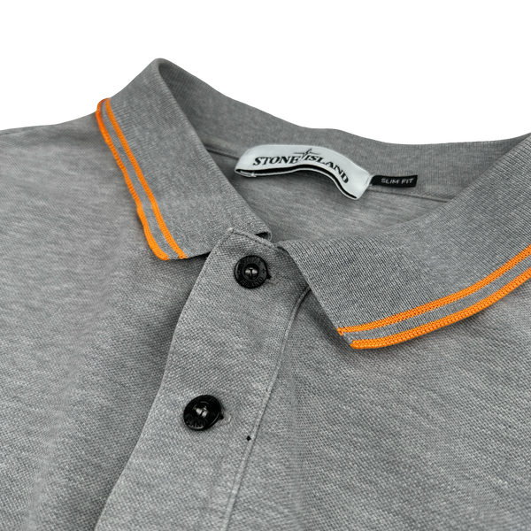 Stone Island 2018 Grey Orange Piped Polo Shirt - XL