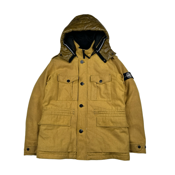 Stone Island 2014 Ice Wool Blend Yellow Down Jacket - Large