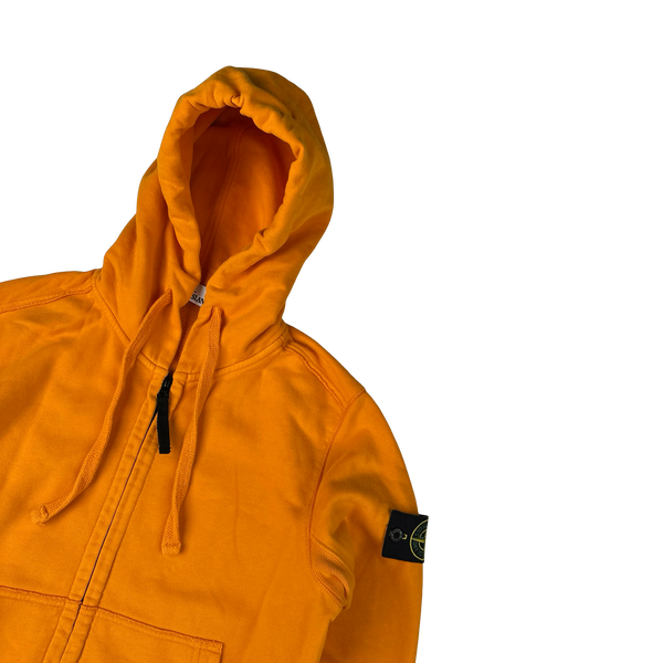 Stone Island 2017 Orange Cotton Zipped Hoodie - Small