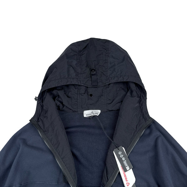 Stone Island 2024 Navy Nylon Hood Zipped Cotton Jumper - 3XL