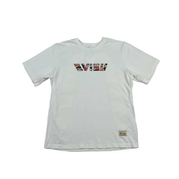 Evisu Graphic White Spellout T Shirt - Large