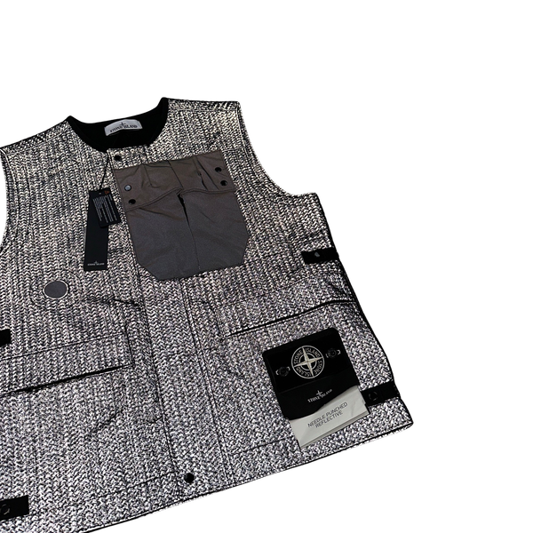 Stone Island 2022 Charcoal Needle Punched Reflective Gilet - Small