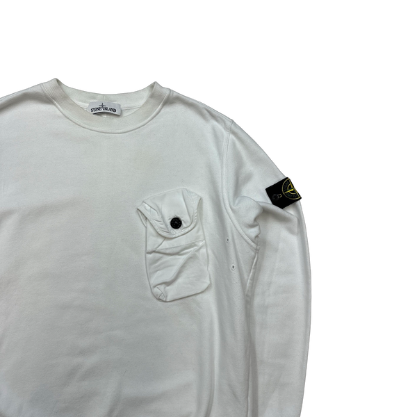 Stone Island 2021 White Chest Pocket Jumper - Medium