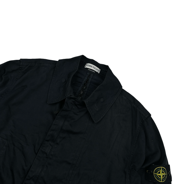 Stone Island 2002 Navy Raso Gommato Collared Jacket - Large
