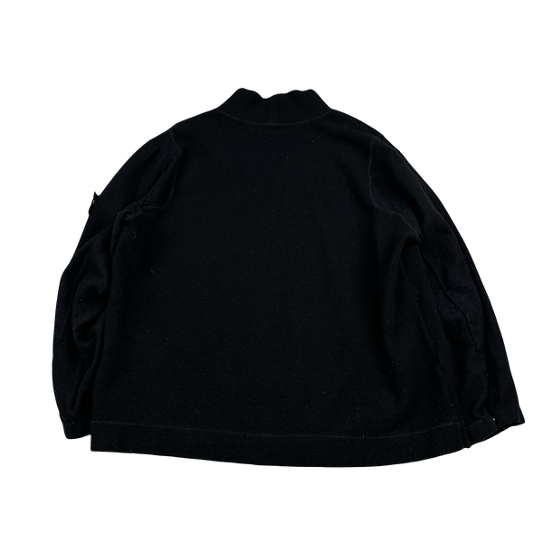 Stone Island 1999 Black Wool Vintage Pullover Mock Neck Jumper - XL