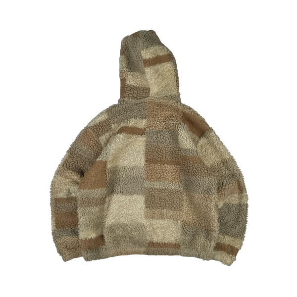 Stussy Teddy Fleece Hooded Spellout Pullover Jumper - Large