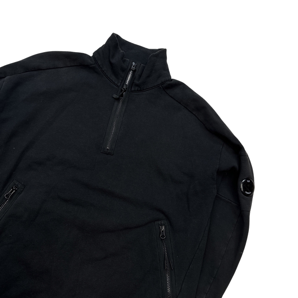 CP Company Black Quarter Zip Lens Viewer Pullover - Large