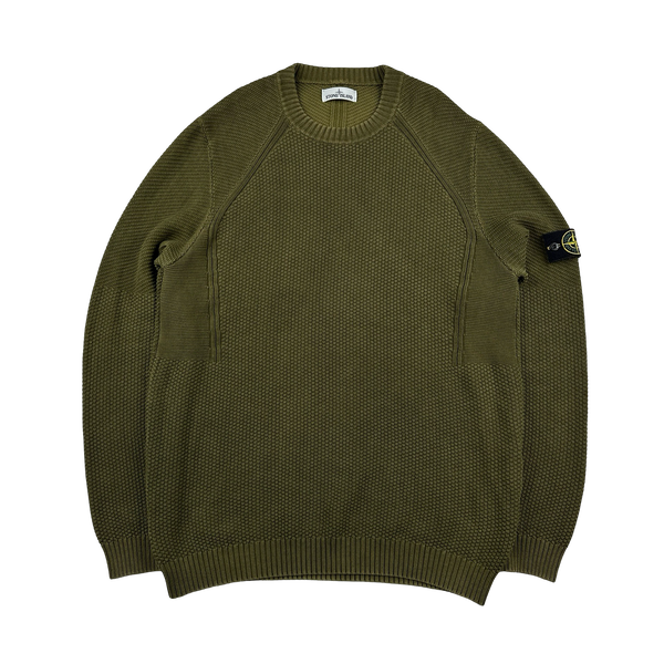 Stone Island 2017 Khaki Cotton Knit Crewneck Jumper - 3XL