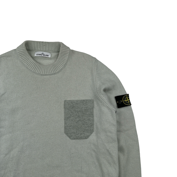 Stone Island 2017 Pale Blue Wool Crewneck - Large