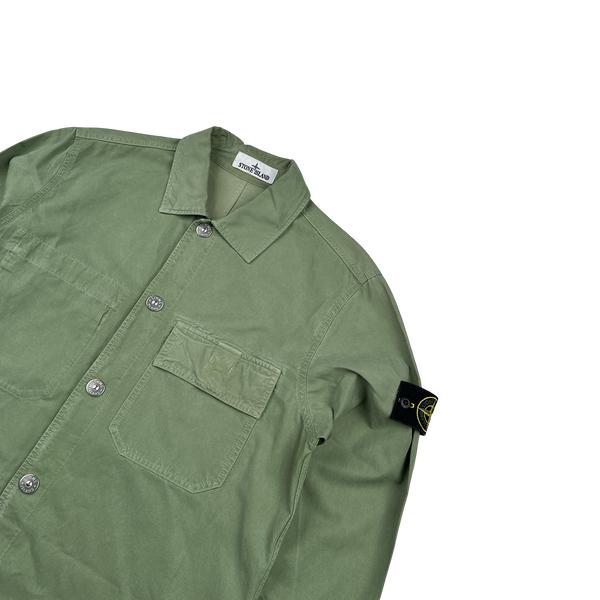 Stone Island 2023 Green Cupro Cotton Twill Overshirt - Medium