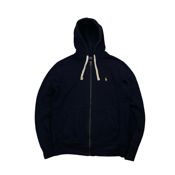 Ralph Lauren Navy Thick Cotton Zipped Hoodie - Small