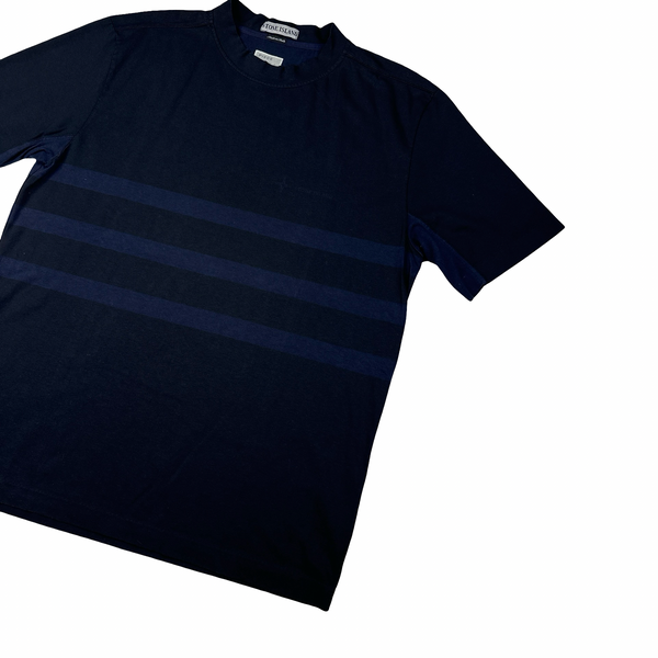 Stone Island Vintage Spellout Striped Short Sleeve T Shirt - XL