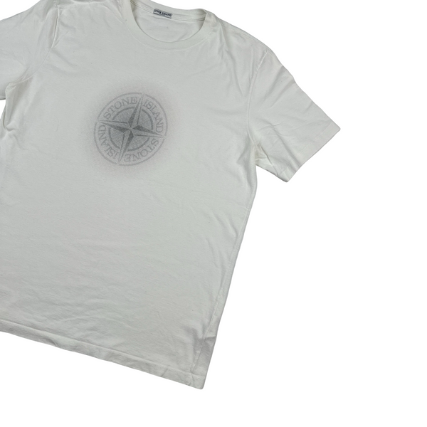 Stone Island 2007 White Cotton Glow Compass T Shirt - XXL
