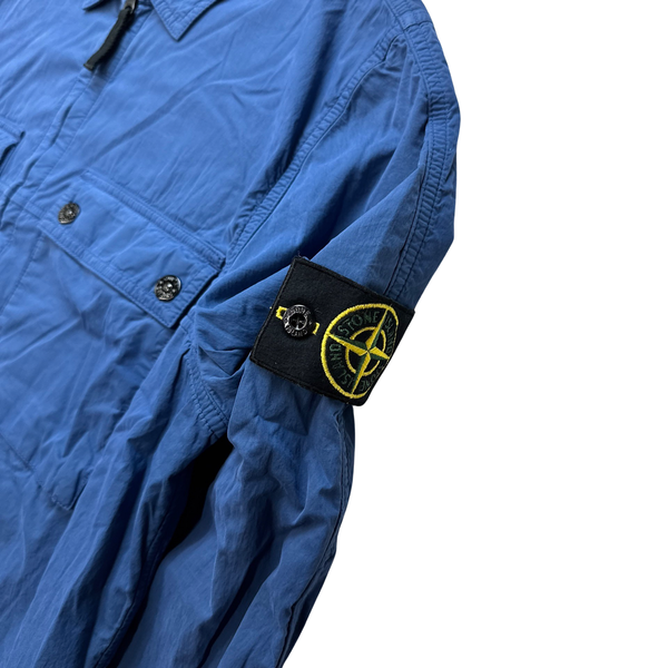 Stone Island Blue Cotton Lined Overshirt - Large