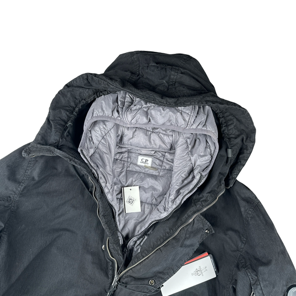 CP Company 50 Fili Black Double Lined Long Fish Tail Jacket - Large