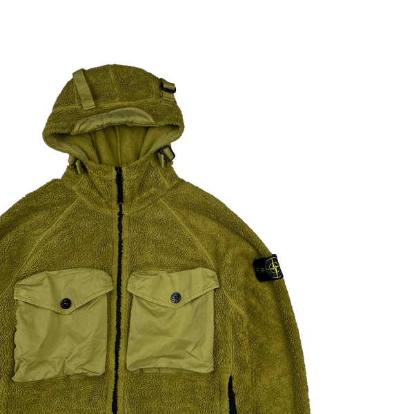 Stone Island 2021 Green Teddy Fleece Zipped Jacket - Small