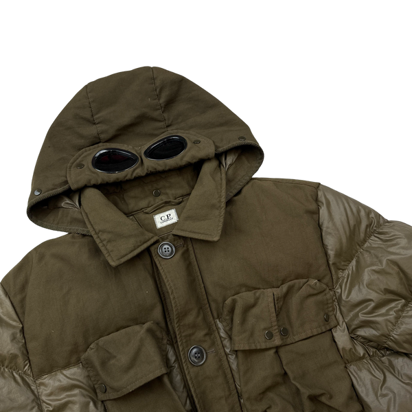 CP Company Khaki Two Tone D D Shell Puffer Jacket - XL