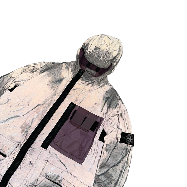 Stone Island 2017 Pink Garment Dyed Plated Reflective Mussola Jacket - Large