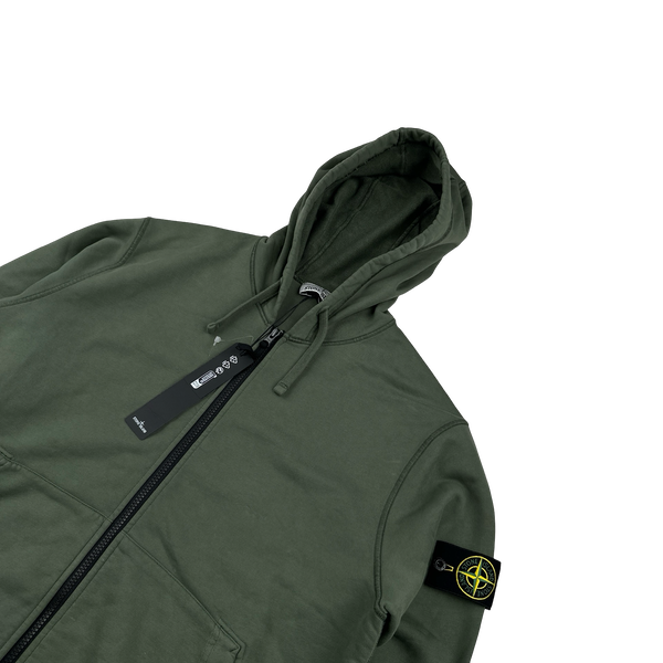 Stone Island 2024 Green Zipped Hoodie - Large