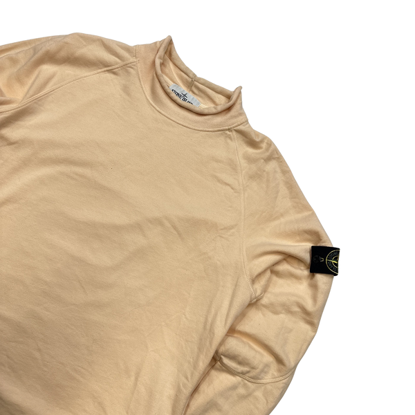 Stone Island Peach Cotton Roll Neck Sweatshirt - Large