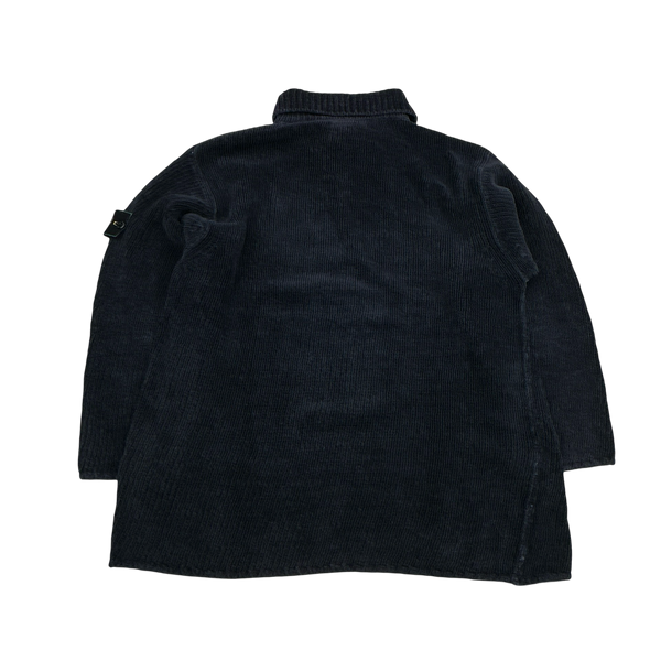 Stone Island Vintage 1995 Navy Chenille Knit Pullover - Medium