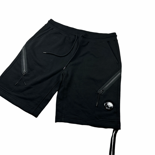 CP Company Black Cotton Fleece Shorts - Large