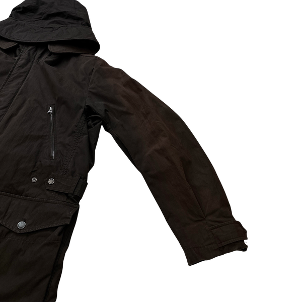 CP Company 2005 Brown Cotton Blend Lino Flax Lined Long Parka Jacket - Large