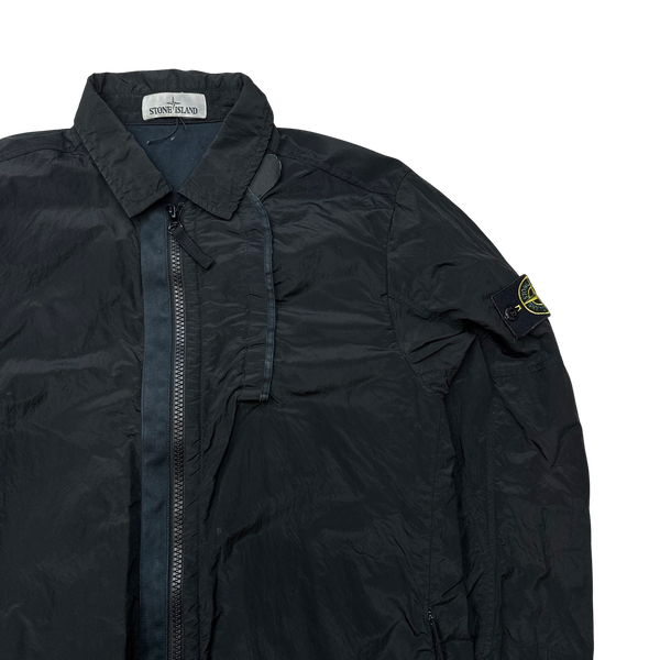 Stone Island Navy Shimmer Nylon Metal Overshirt Medium Mat s