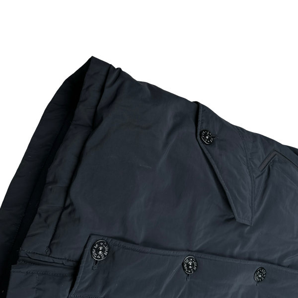 Stone Island 2016 Black Down Filled Micro Reps Fur Hood Parka Jacket - Medium
