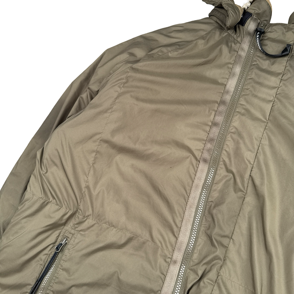 CP Company Reversible Thick Nylon Khaki Goggle Fleece Lined Hooded Jacket - Large