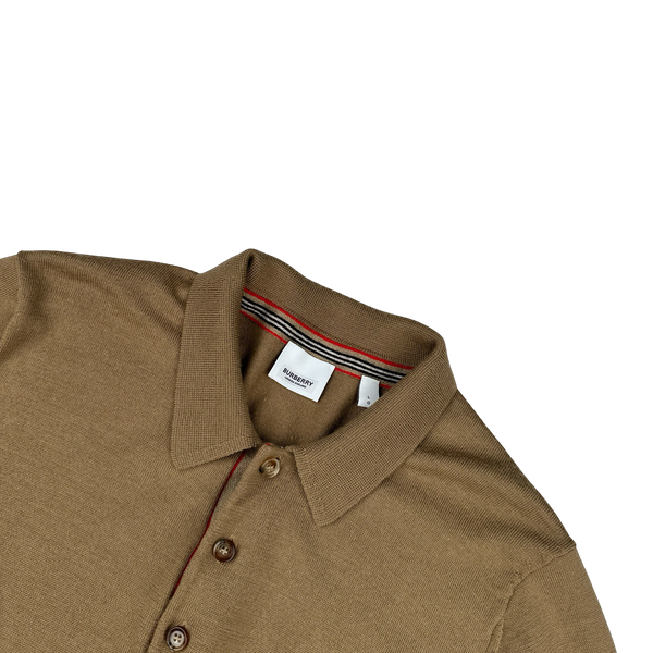 Burberry Brown Merino Wool Polo Jumper - Large