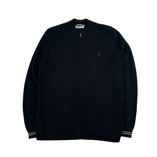 Fred Perry Bradley Wiggins Black Zipped Bomber Knit - Large