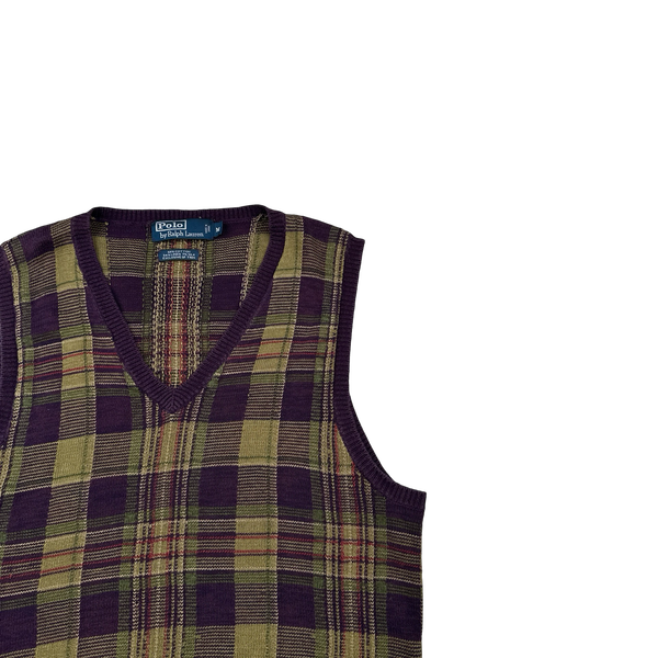 Ralph Lauren Cotton Silk Plaid Knit Vest - Medium
