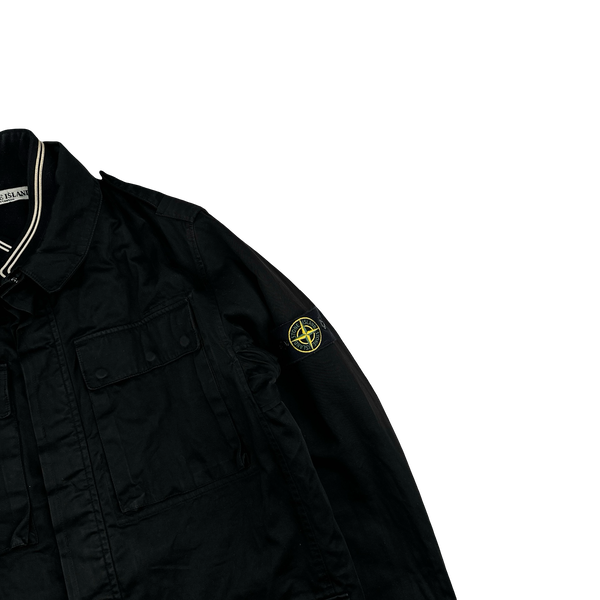 Stone Island 2006 Black Cotton Raso Gommato Wool Dutch Rope Jacket - XL