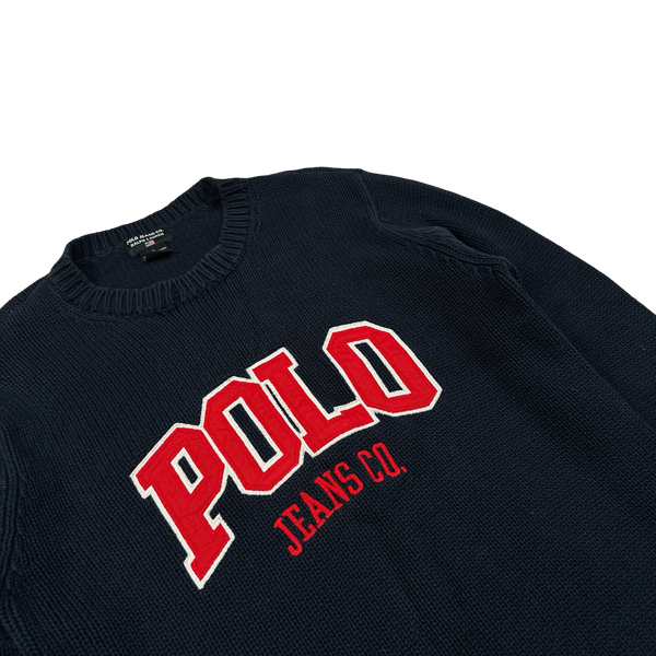 Ralph Lauren Polo Jeans Cotton Spellout Knit Crewneck Jumper - Large