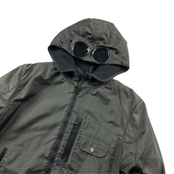 CP Company Dark Green Multi Pocket Nylon Wool Lined Goggle Jacket - XL