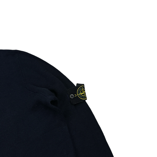 Stone Island 2019 Navy Two Tone Waffle Knit Jumper - Large