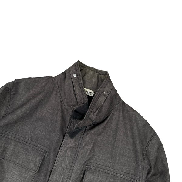 Stone Island Charcoal Lino Flax Mulitpocket Field Jacket - Medium