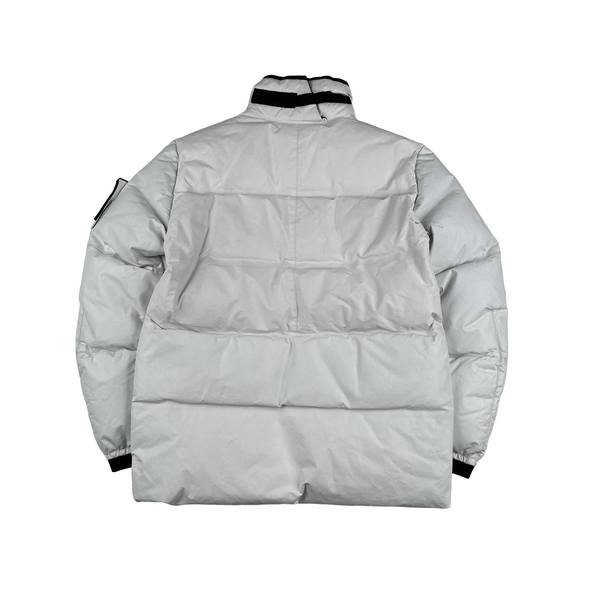 Stone Island 2016 White Featherweight Down Leather Puffer Jacket - Medium