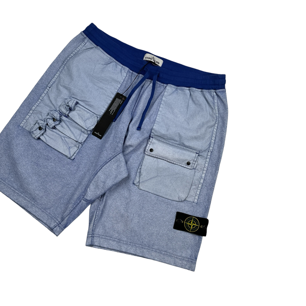Stone Island 2019 Blue Tela Placcata Cotton Shorts - XXL